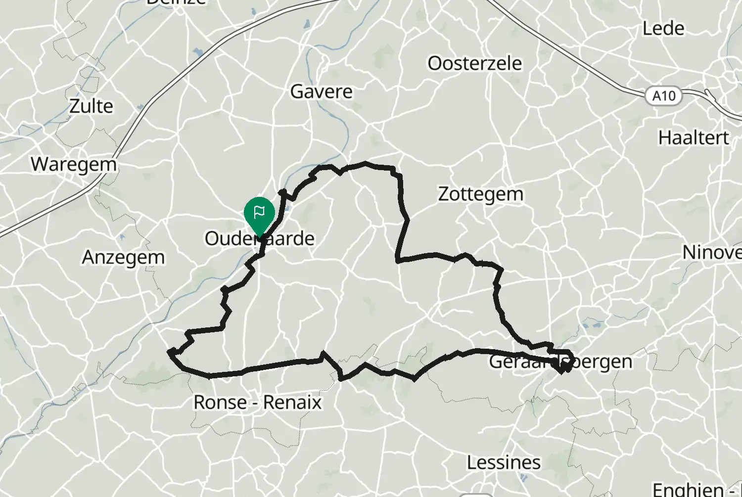 Route map of the motorcycle route De Vlaamse Ardennen