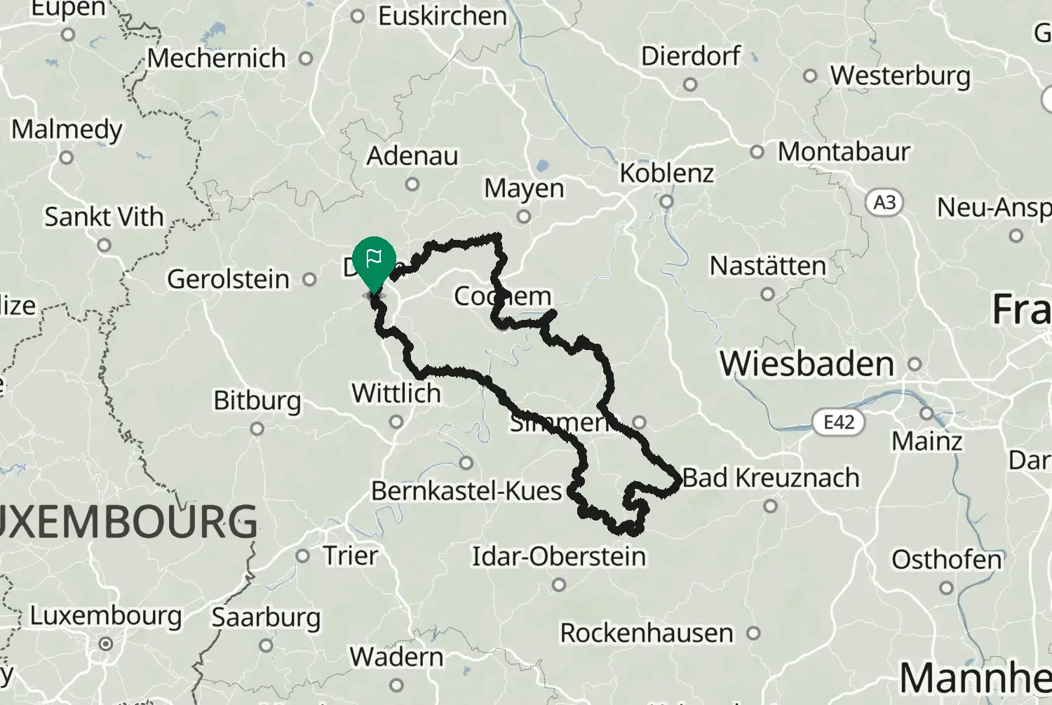 Route map of the Daun loop through the Eifel via Cochem