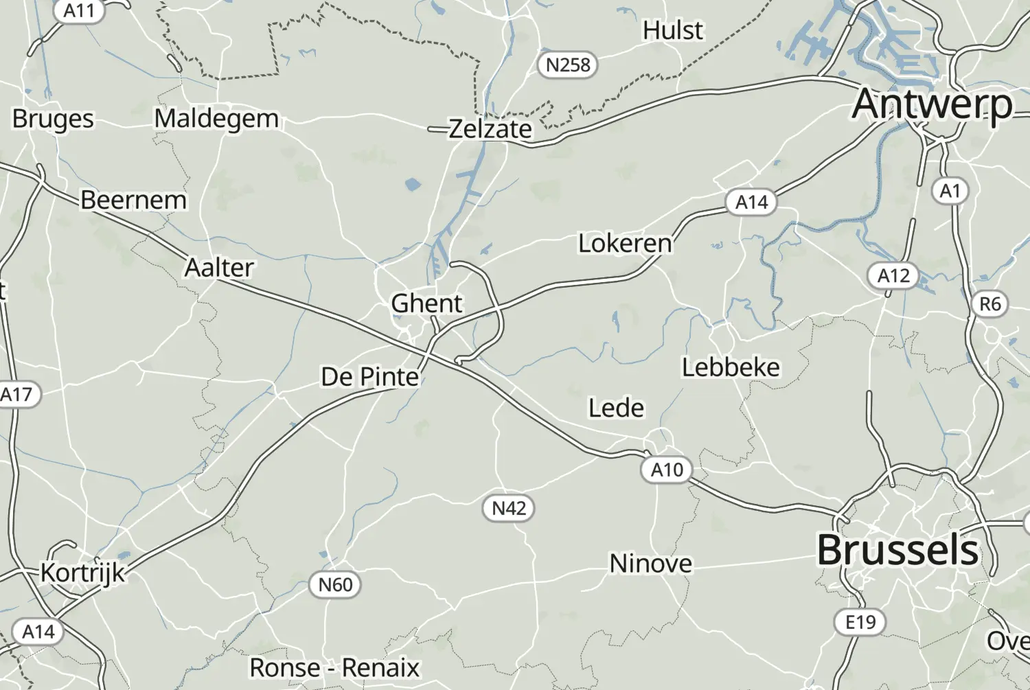 Route map: Melle-Wachtebeke — East Flanders · Belgium