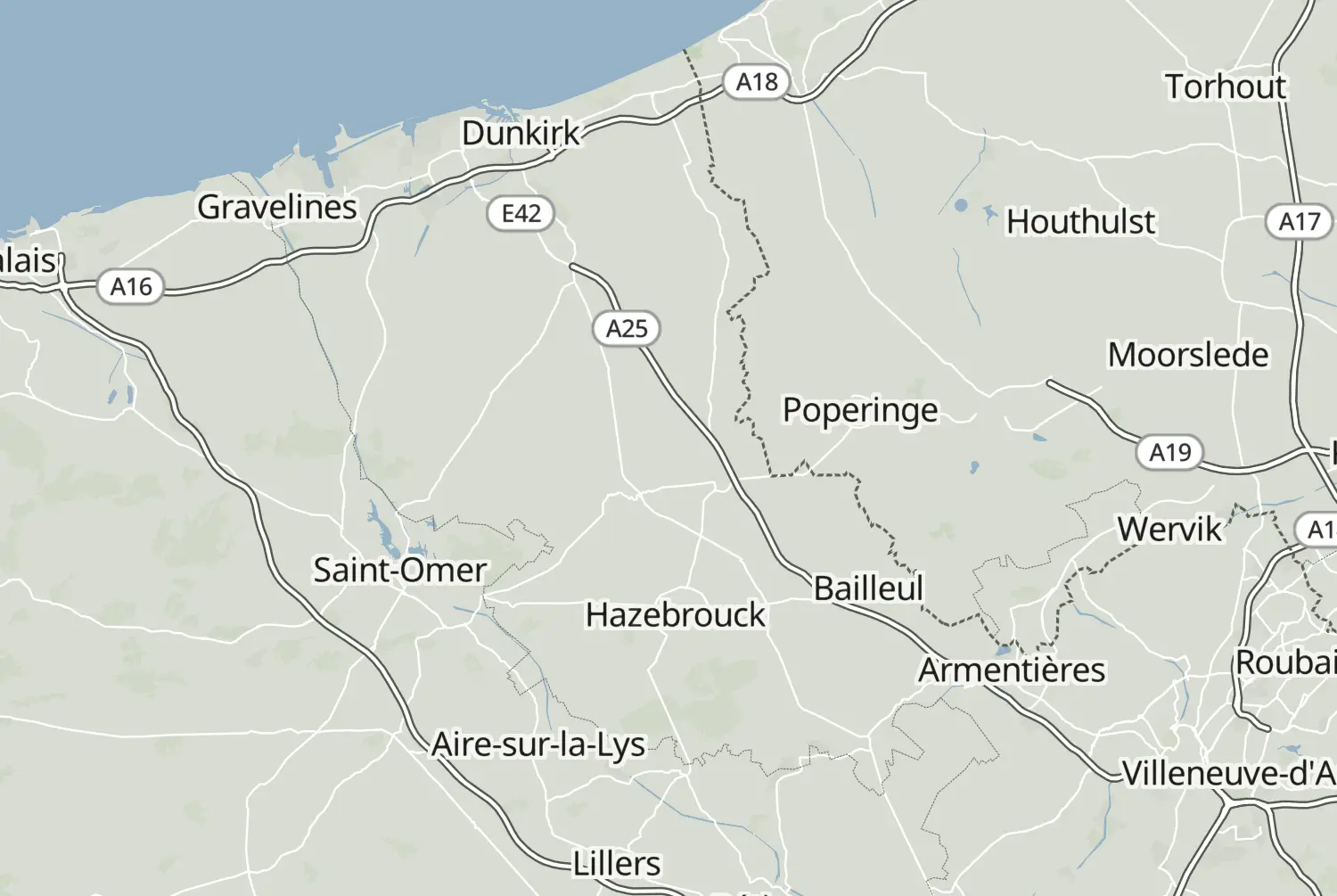 Route map: Ieper-Grevelingen — West Flanders · Belgium