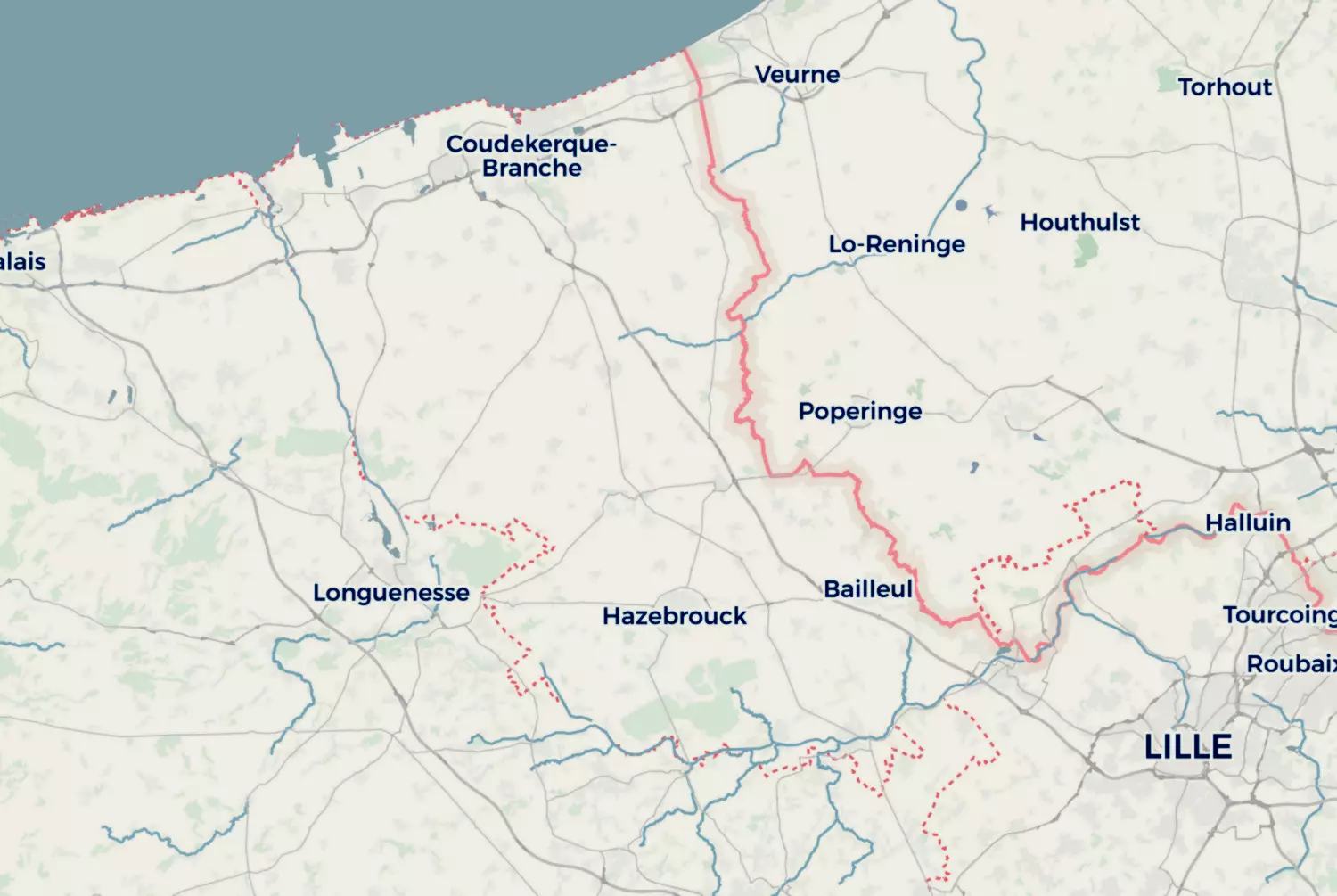 Route map: Ieper-Grevelingen — West Flanders · Belgium