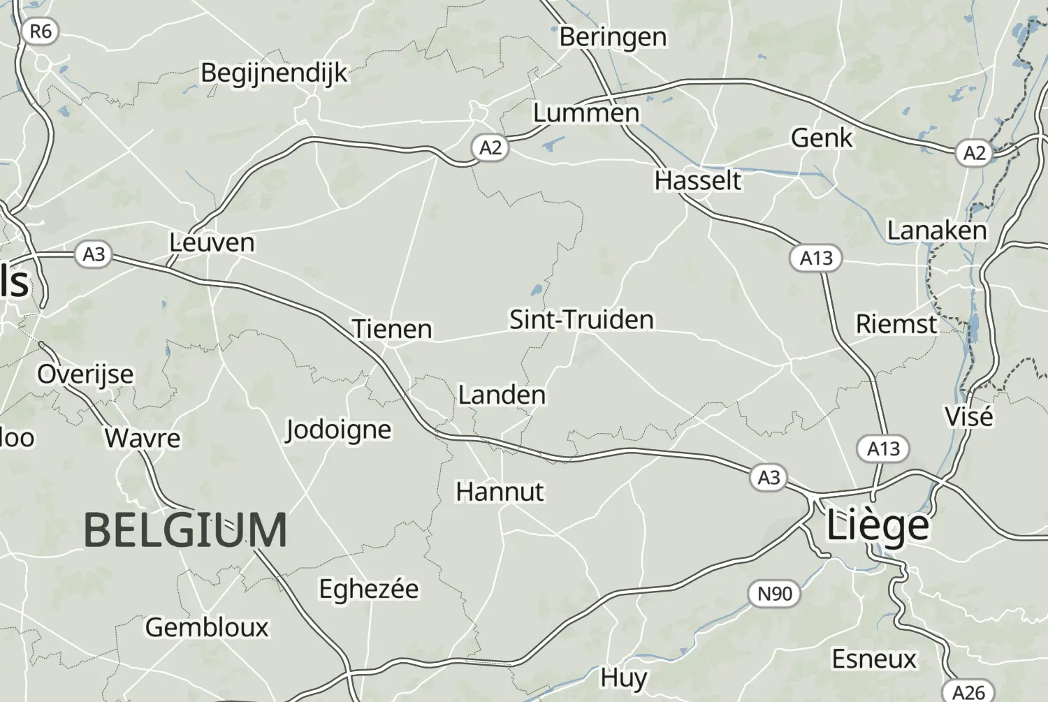 Route map: Haspengouw — Liège · Belgium