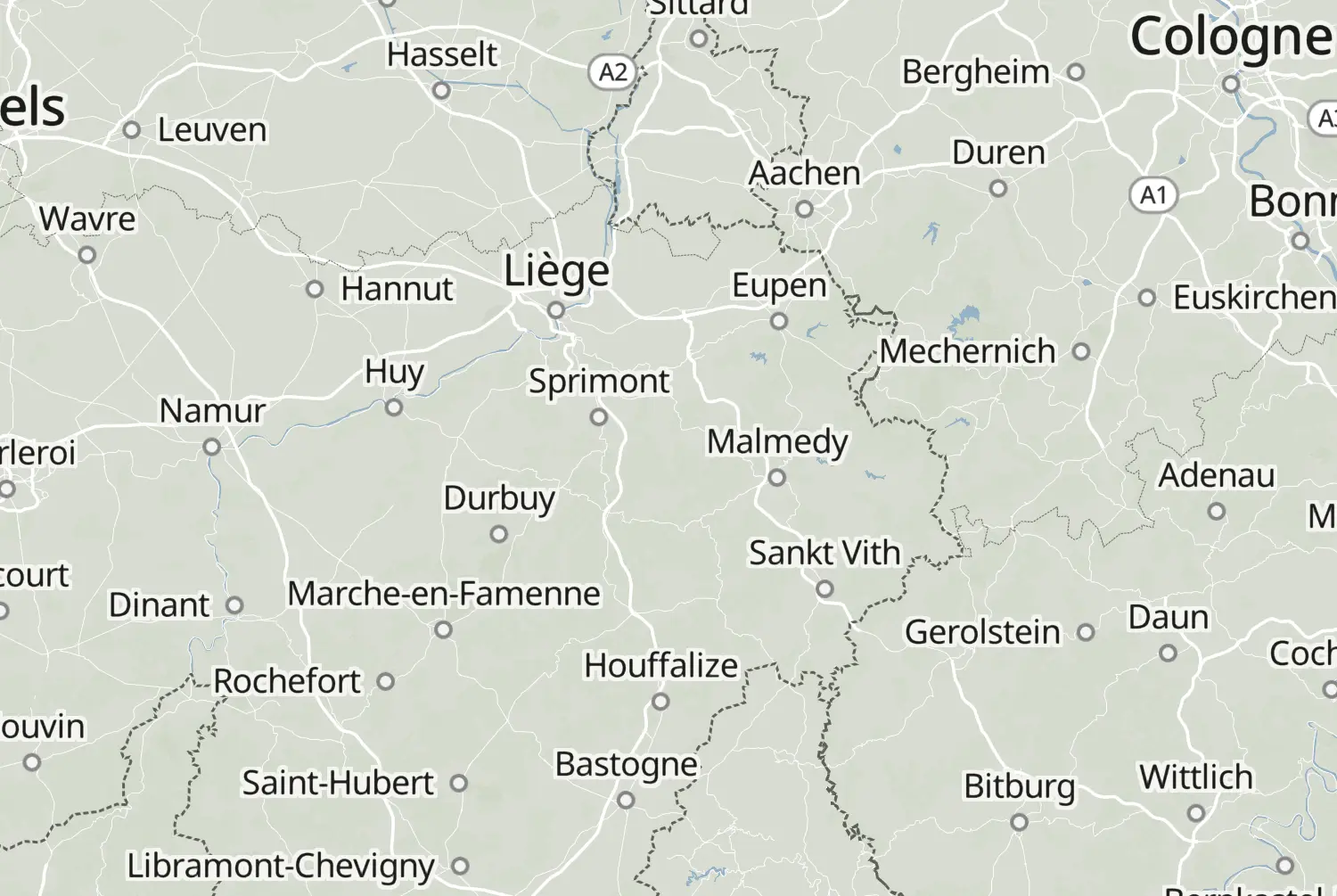 Route map: Ardennen en Eifel (2-daagse) — Dag 1 — Liège · Belgium