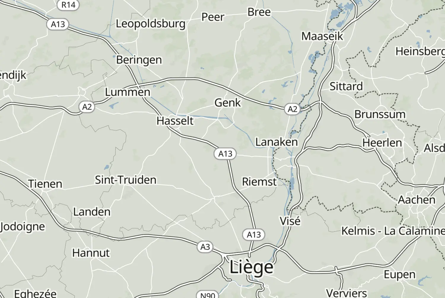 Route map: Limburg en Luik — Limburg · Belgium