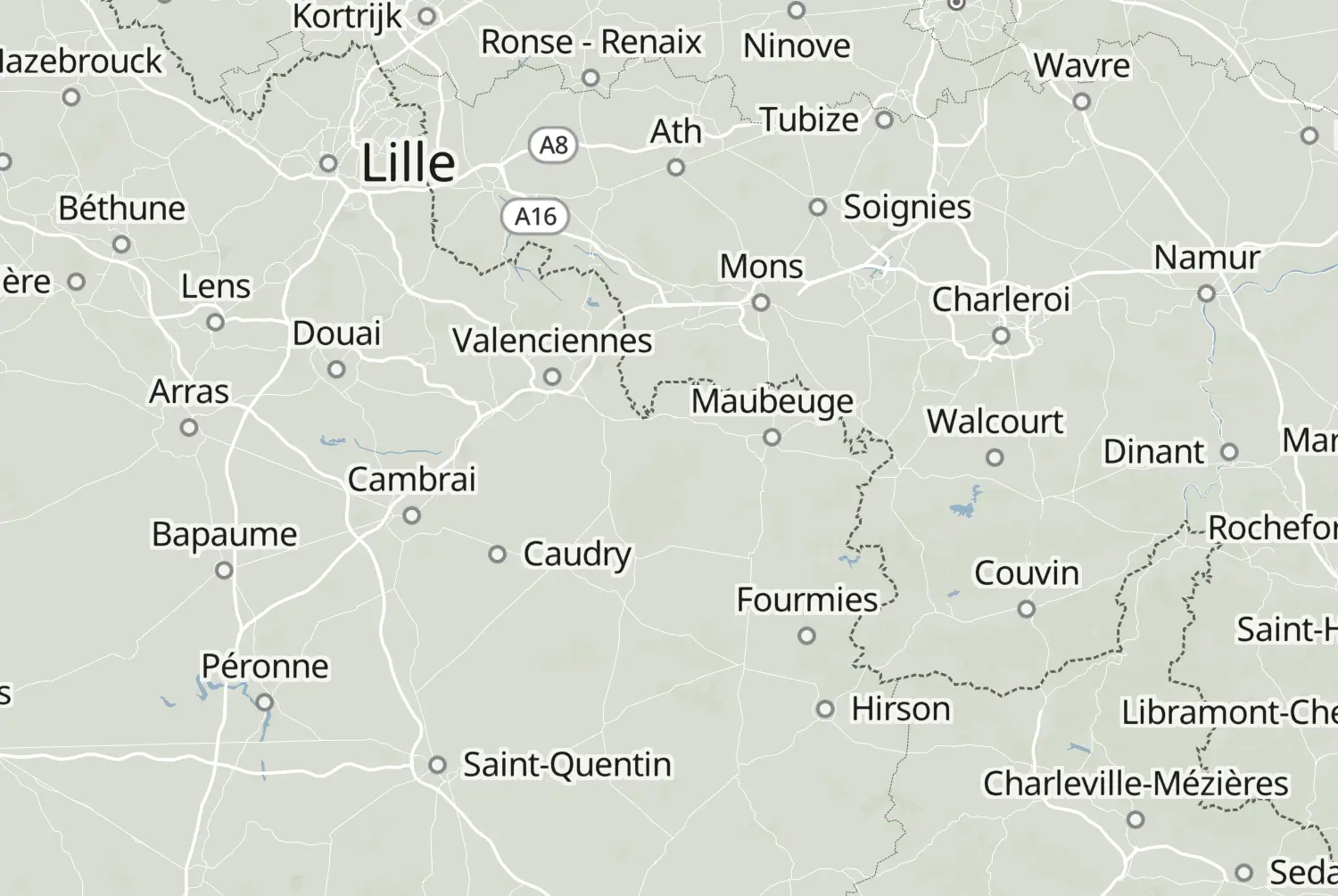 Route map: Frans-Vlaanderen (augustus 2022) — Hainaut · Belgium