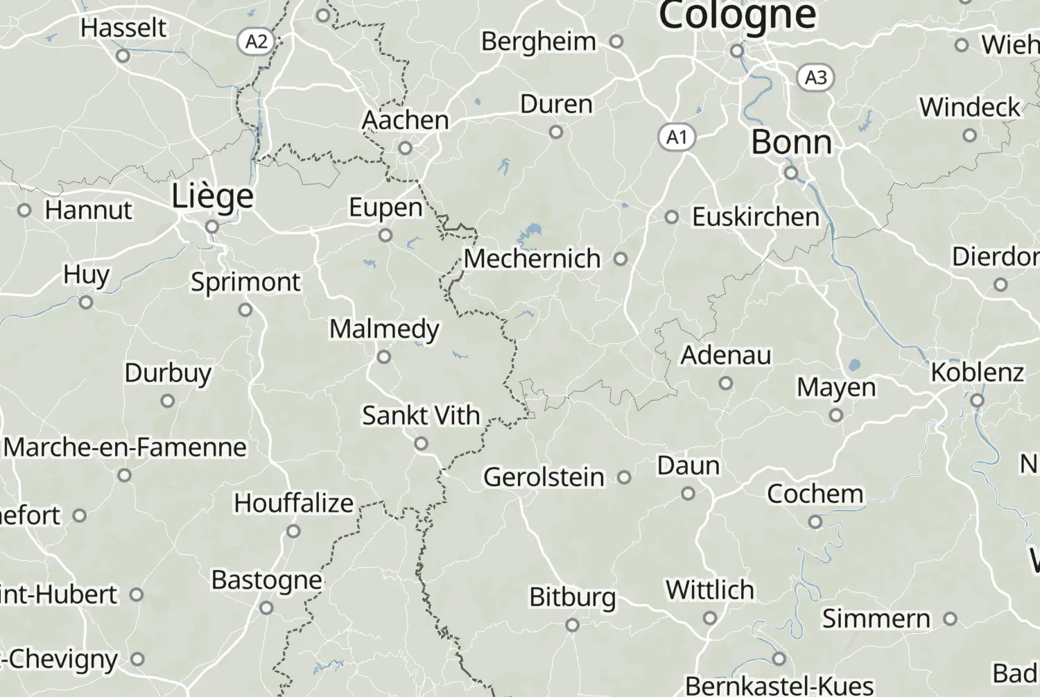 Route map: De Eifel — Liège · Belgium