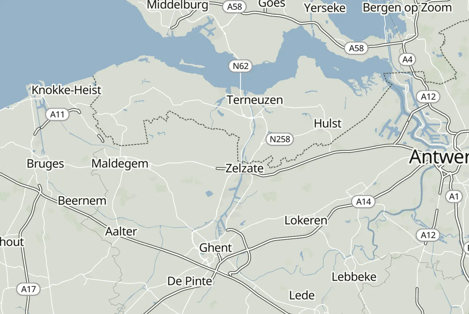 Route map: Zeeland (2022) — Antwerp · Belgium