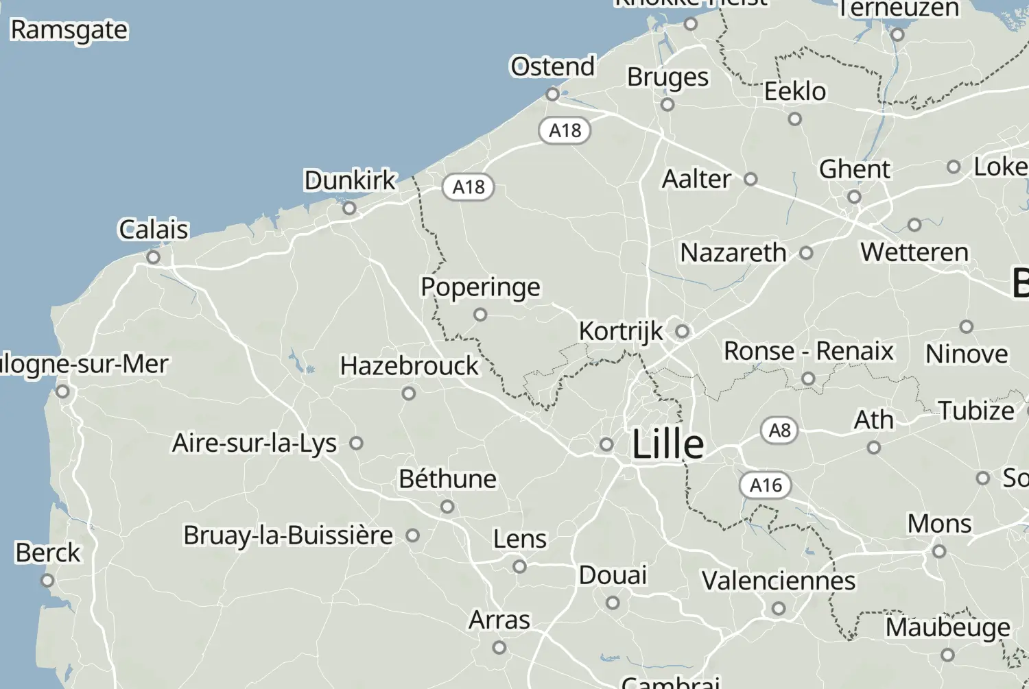 Route map: Frans-Vlaanderen (maart 2022) — West Flanders · Belgium