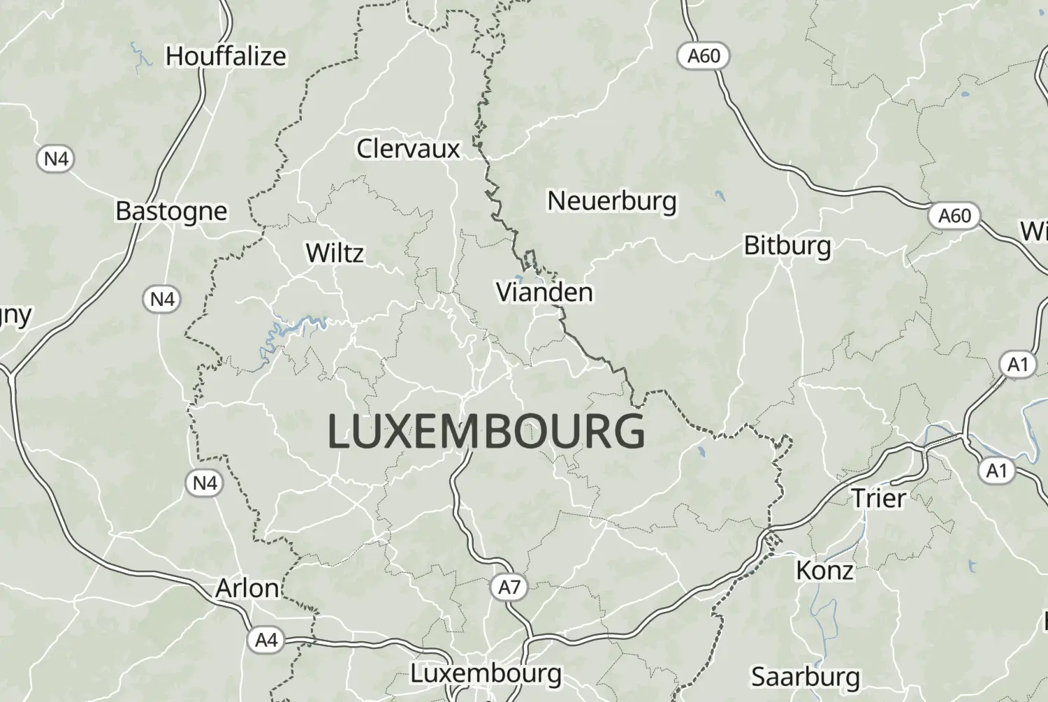 Route map: Luxemburg (2021) — Canton of Luxembourg · Luxembourg