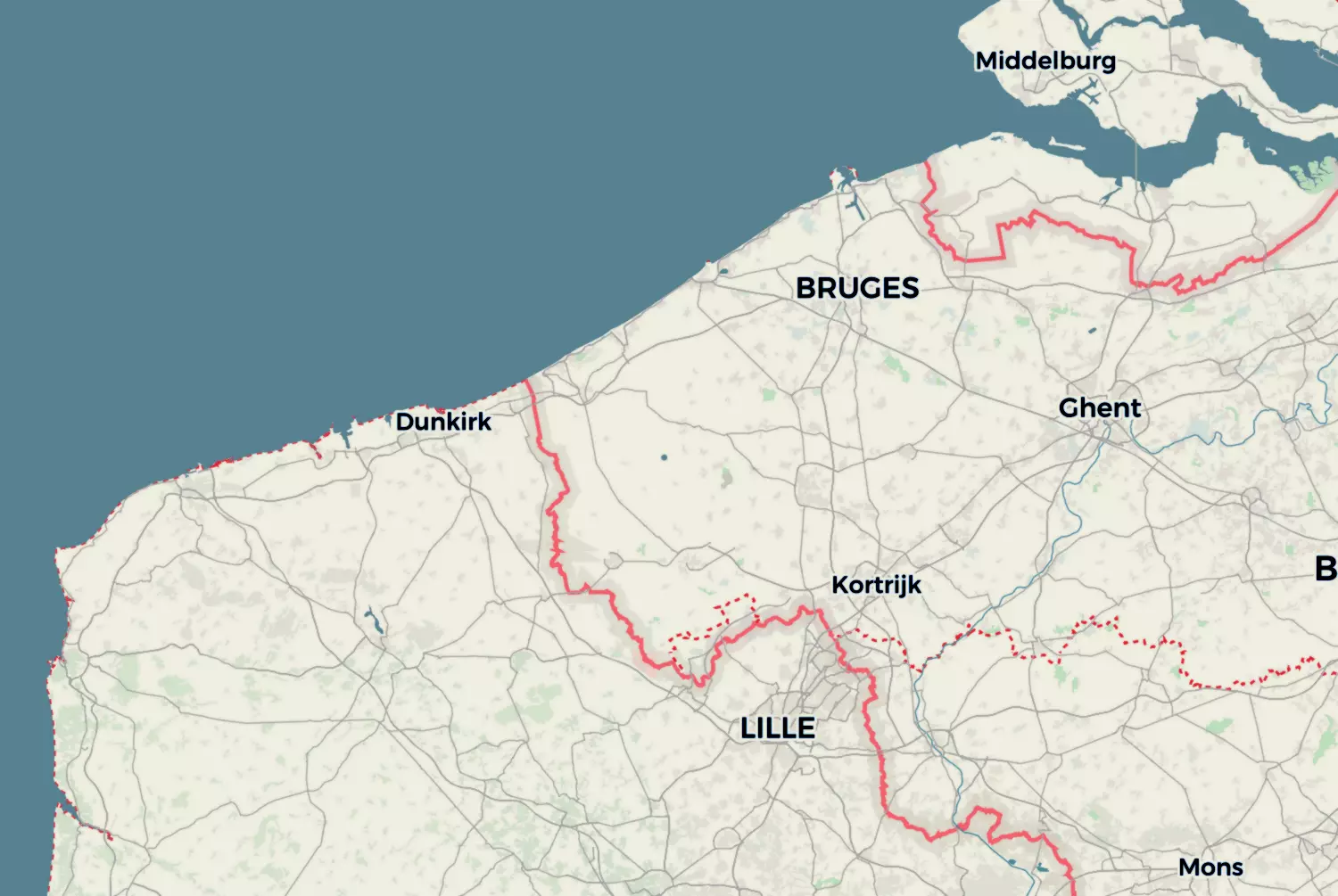 Route map: Koekelare-Ploegsteert — West Flanders · Belgium