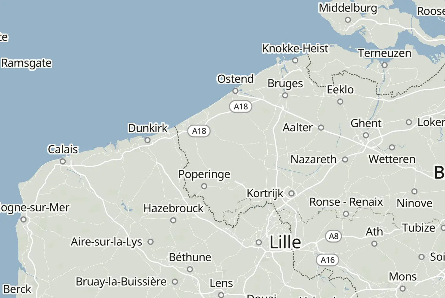 Route map: Koekelare-Ploegsteert — West Flanders · Belgium
