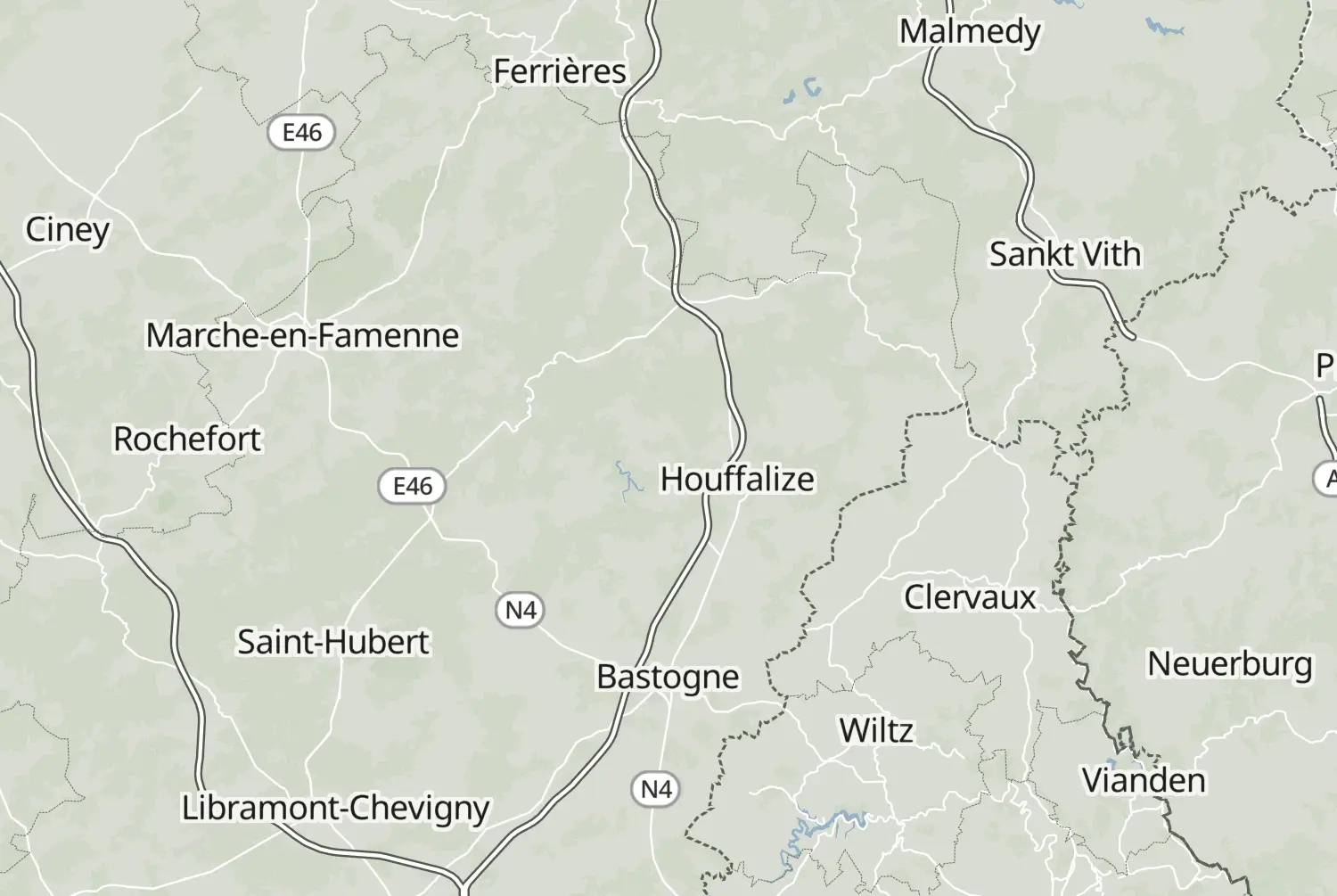 Route map: Houffalize — Luxembourg · Belgium