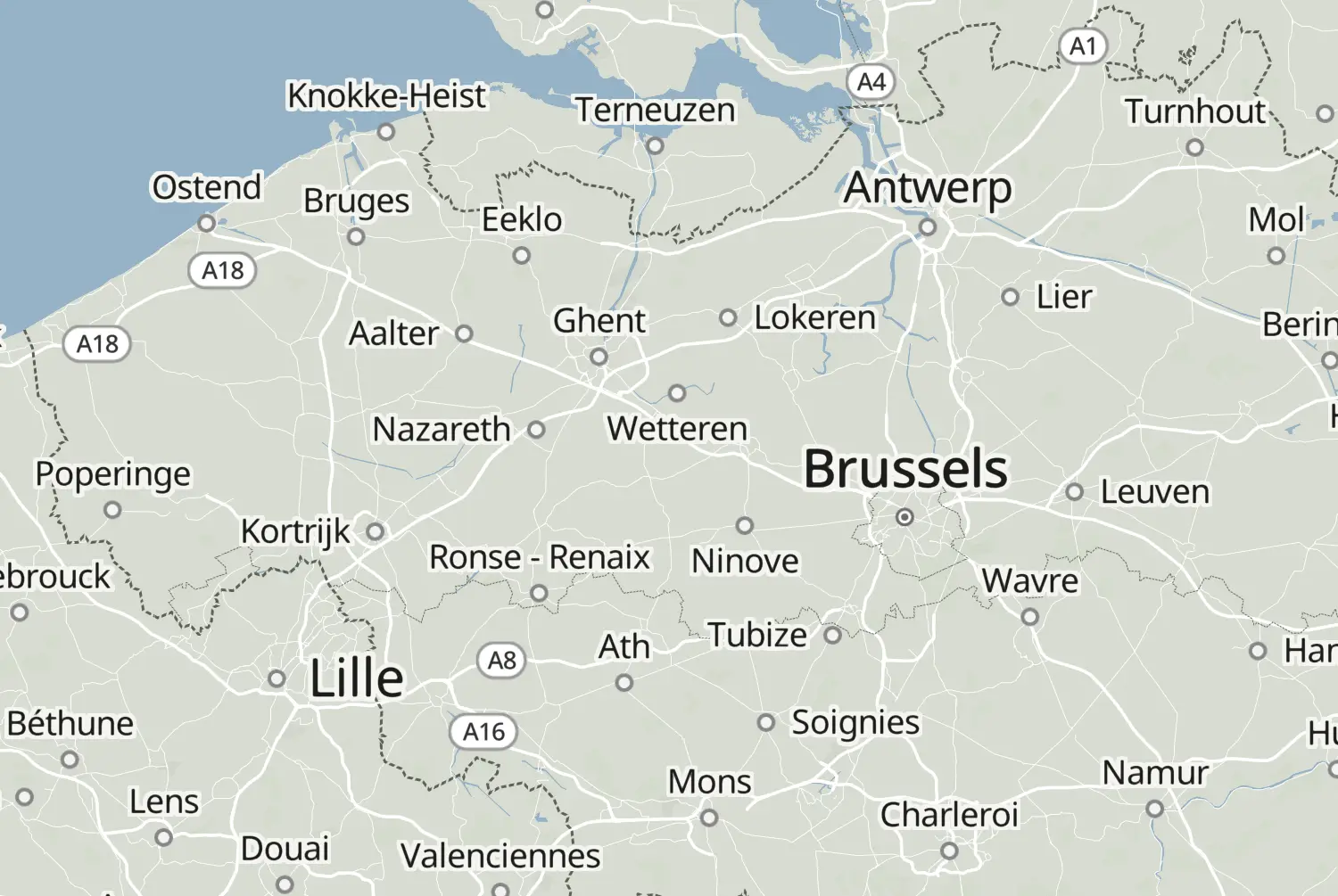 Route map: Kortrijk-Mechelen — West Flanders · Belgium