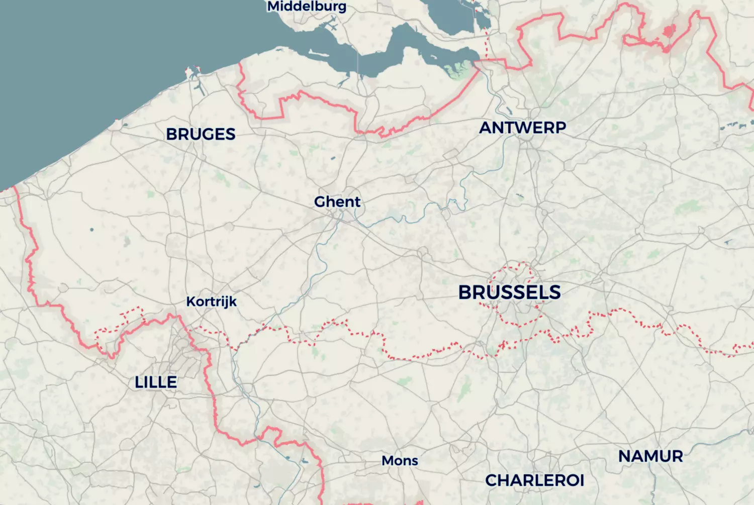 Route map: Kortrijk-Mechelen — West Flanders · Belgium