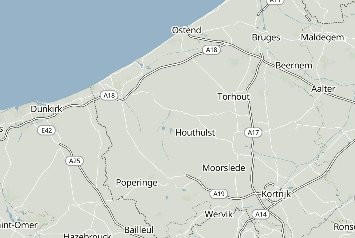 Route map: De Kust — West Flanders · Belgium