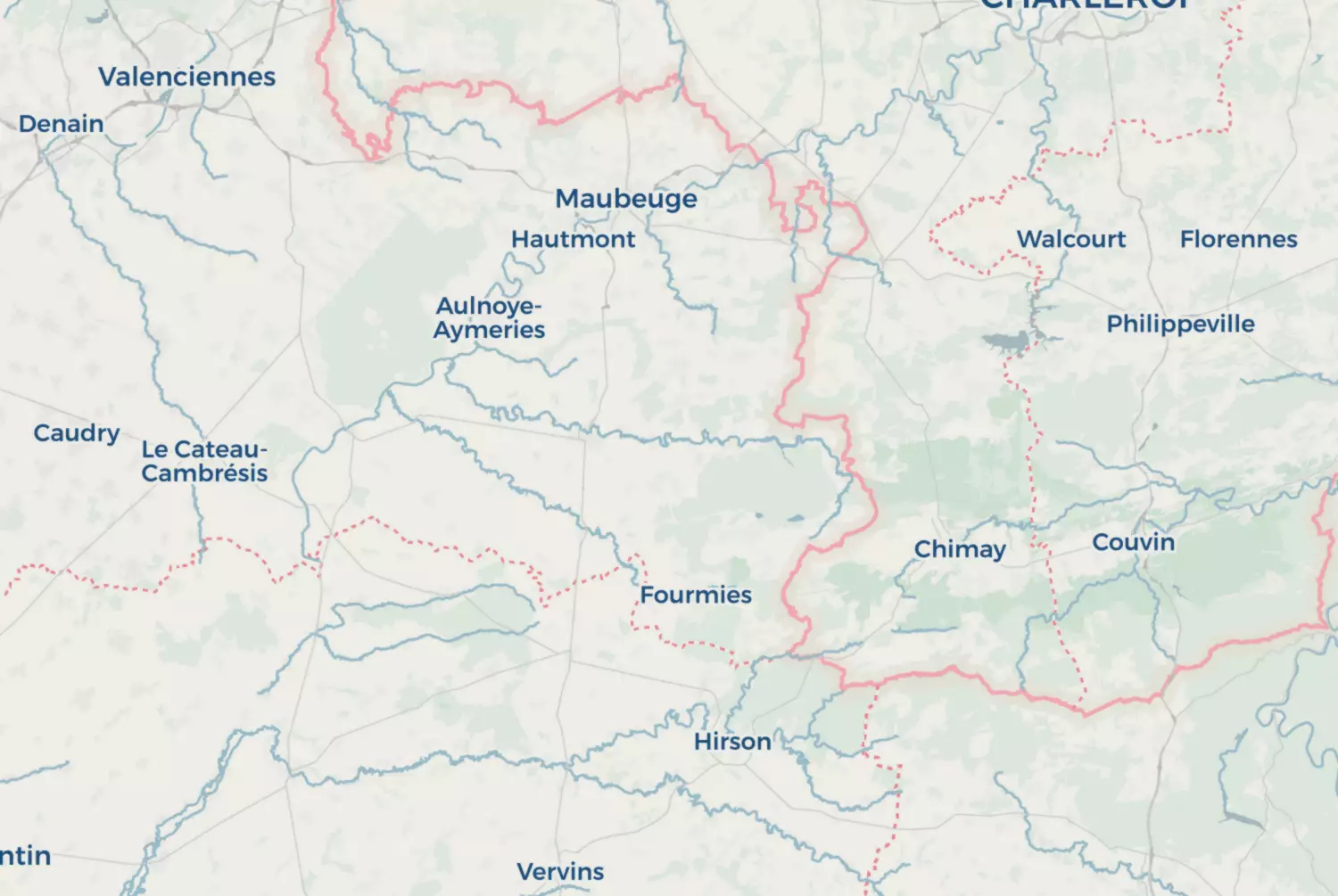 Route map: Belgisch en Frans Henegouwen — Hauts-de-France · France