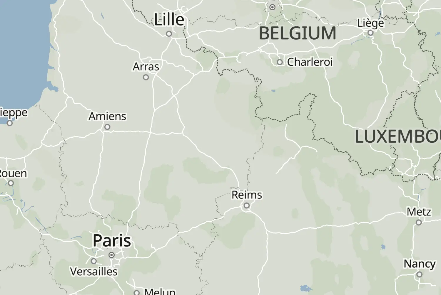 Route map: Brussel-Parijs 2 — Hauts-de-France · France
