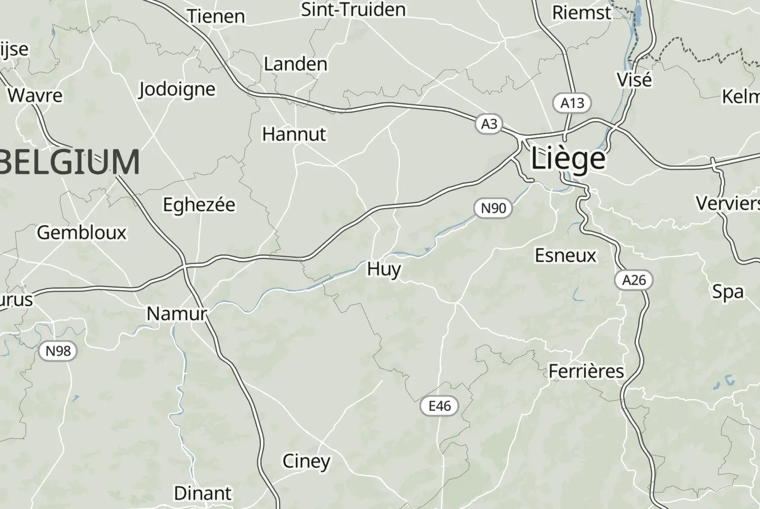 Route map: Langs de oevers van de Maas 1 — Liège · Belgium