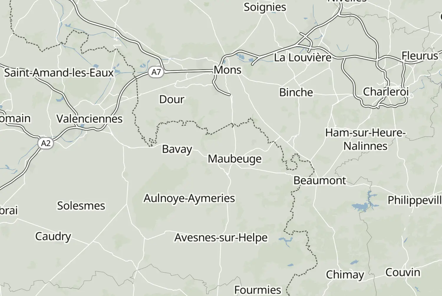 Route map: Henegouwen / Hauts-de-France — Hainaut · Belgium