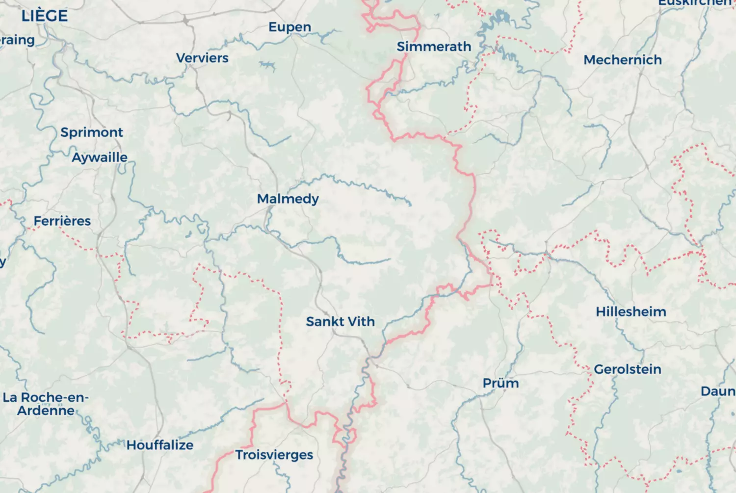 Route map: De Oostkantons (2018) — Liège · Belgium