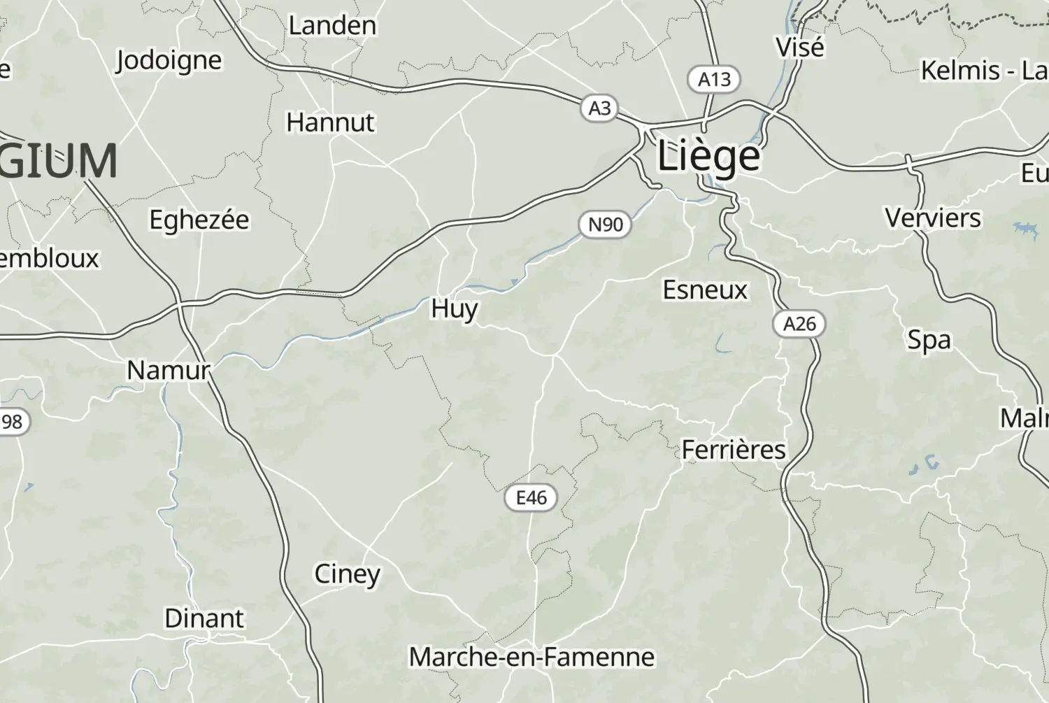 Route map: De Condroz (2018) — Liège · Belgium