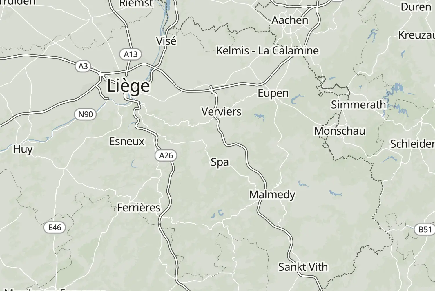 Route map: Luik-Chaudfontaine — Liège · Belgium