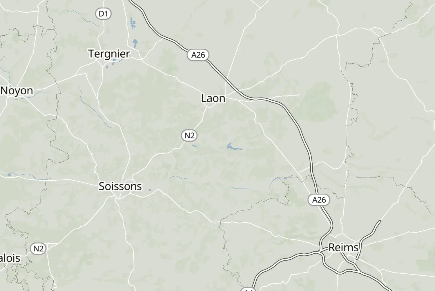 Route map: Laon - Reims (Frankrijk) — Hauts-de-France · France