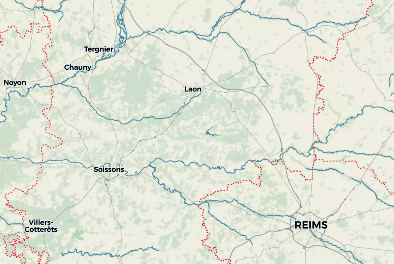 Route map: Laon - Reims (Frankrijk) — Hauts-de-France · France