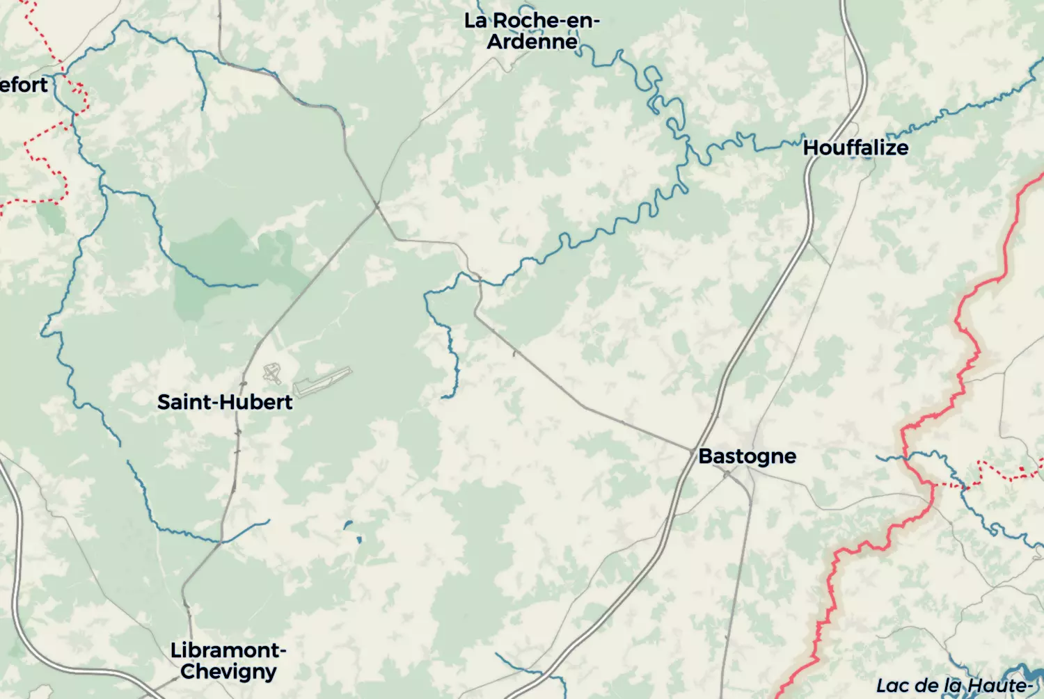 Route map: De Ardennen — Dag 1 — Luxembourg · Belgium