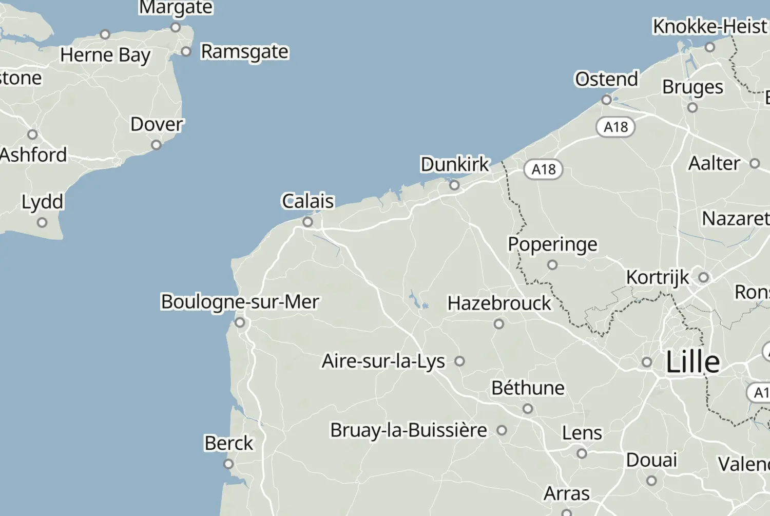 Route map: Opaalkust — West Flanders · Belgium