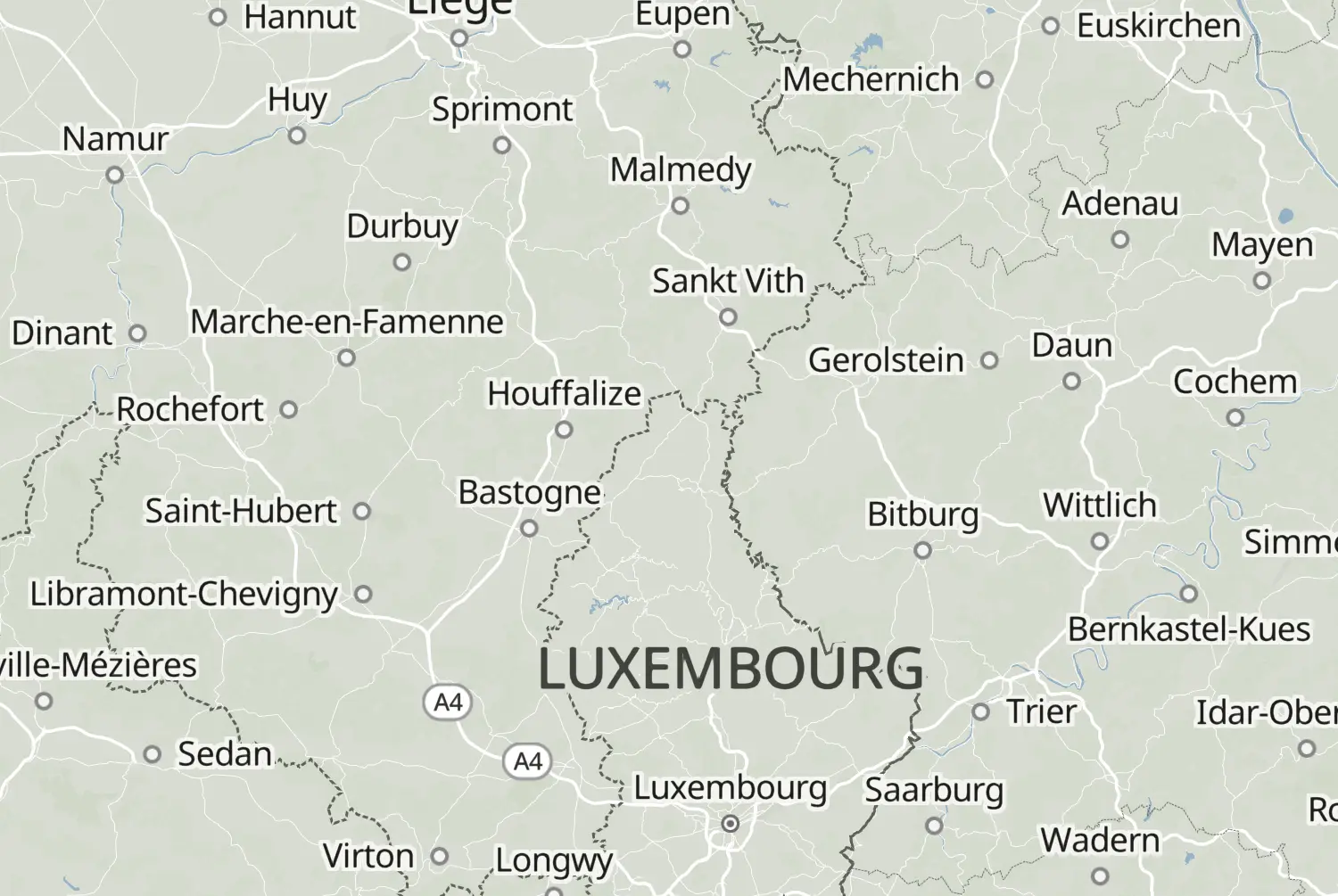Route map: Luxemburg (2017) — Luxembourg · Belgium