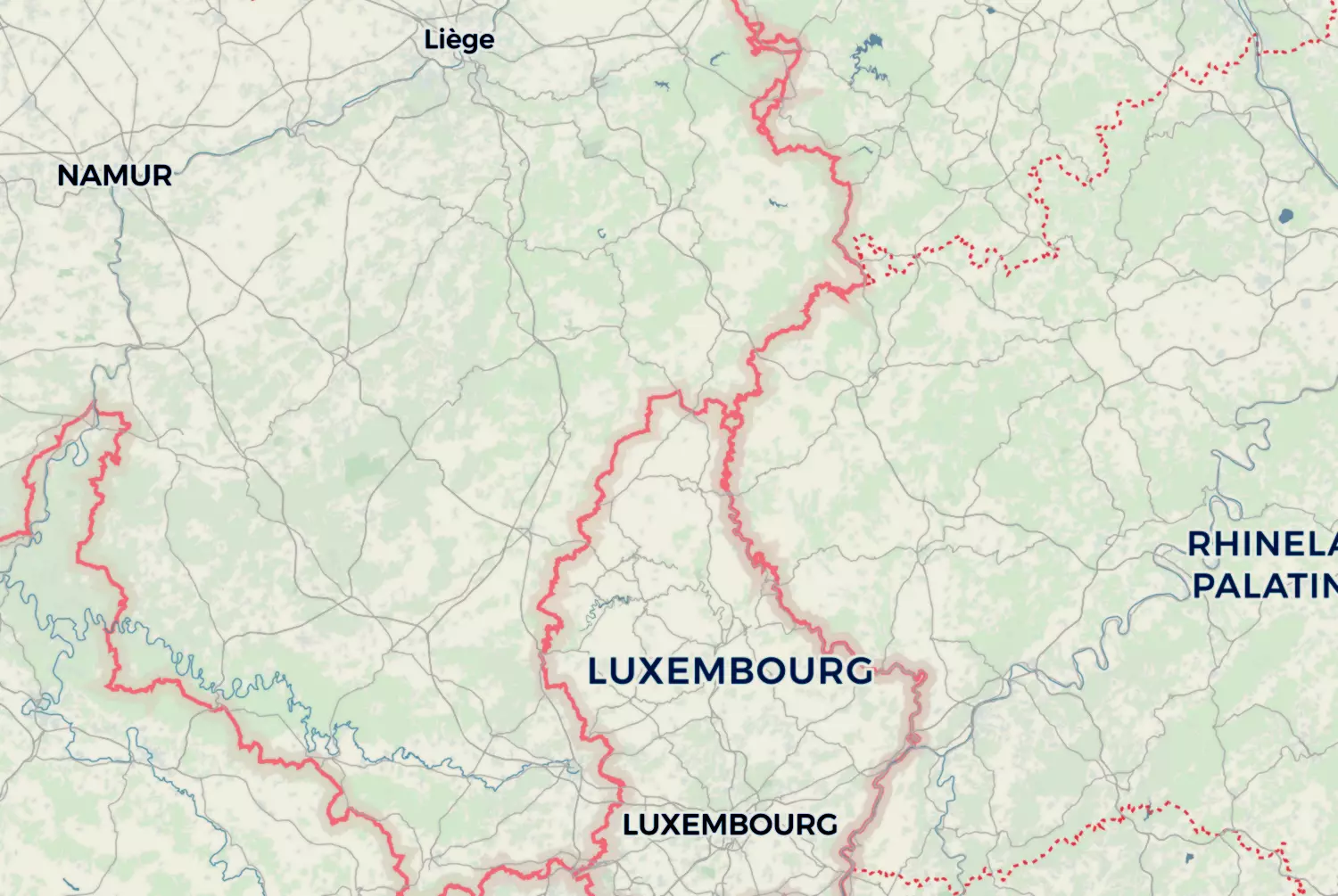 Route map: Luxemburg (2017) — Luxembourg · Belgium