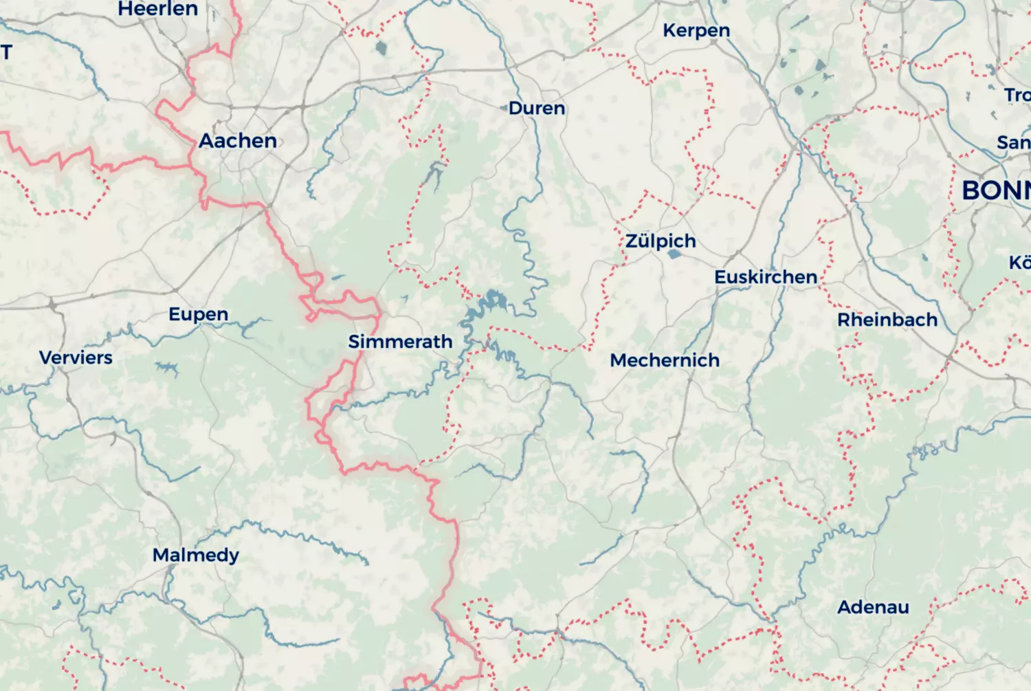 Route map: Eupen - Monschou — Liège · Belgium