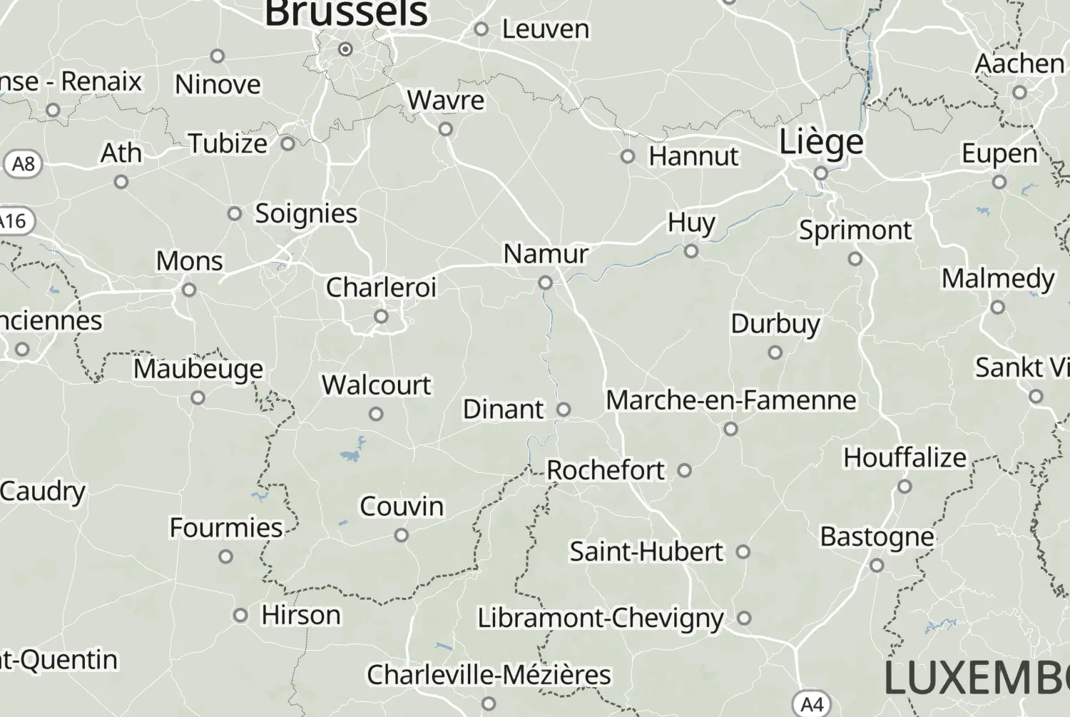 Route map: Namen (juli 2016) — Namur · Belgium