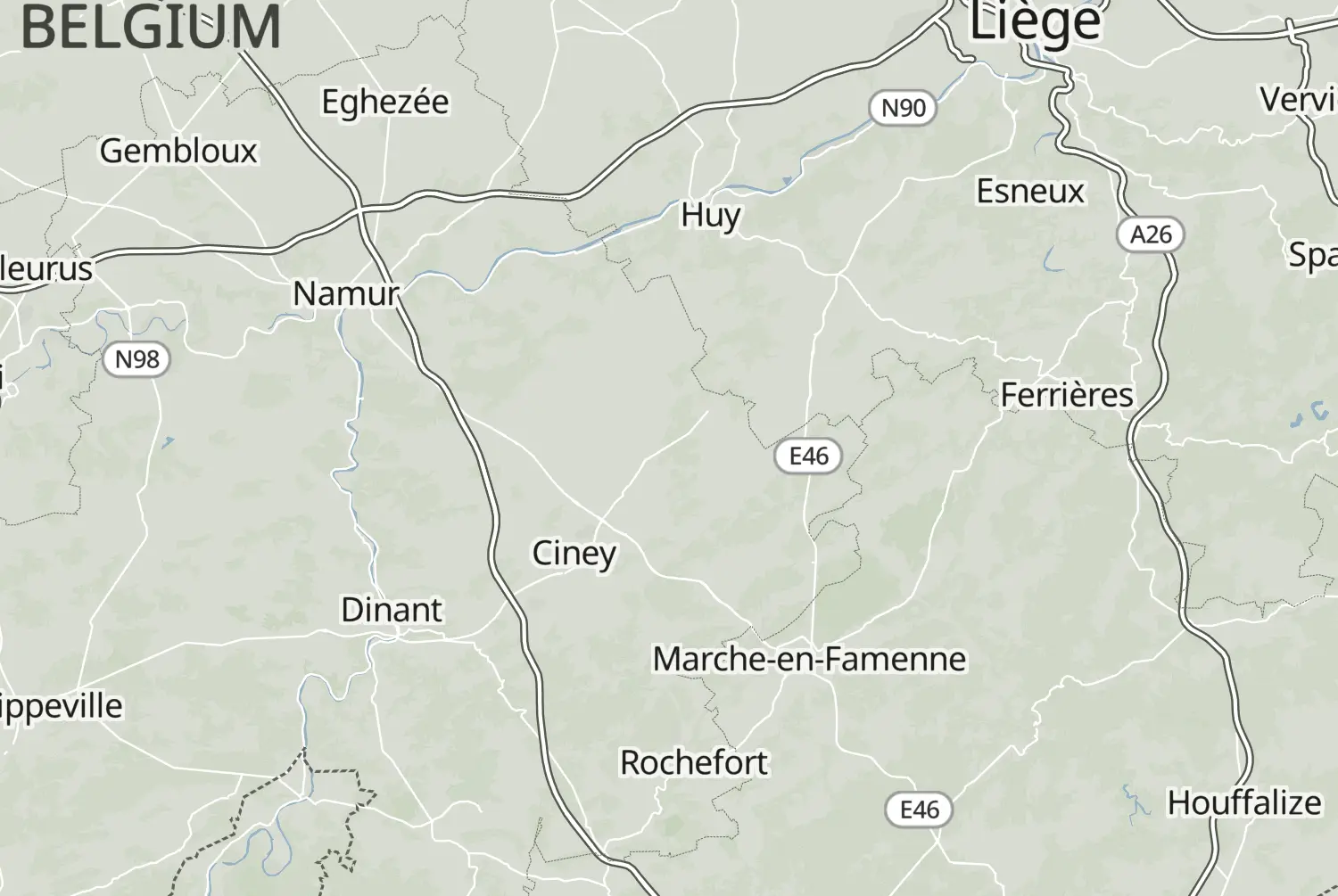 Route map: De Condroz (2016) — Namur · Belgium