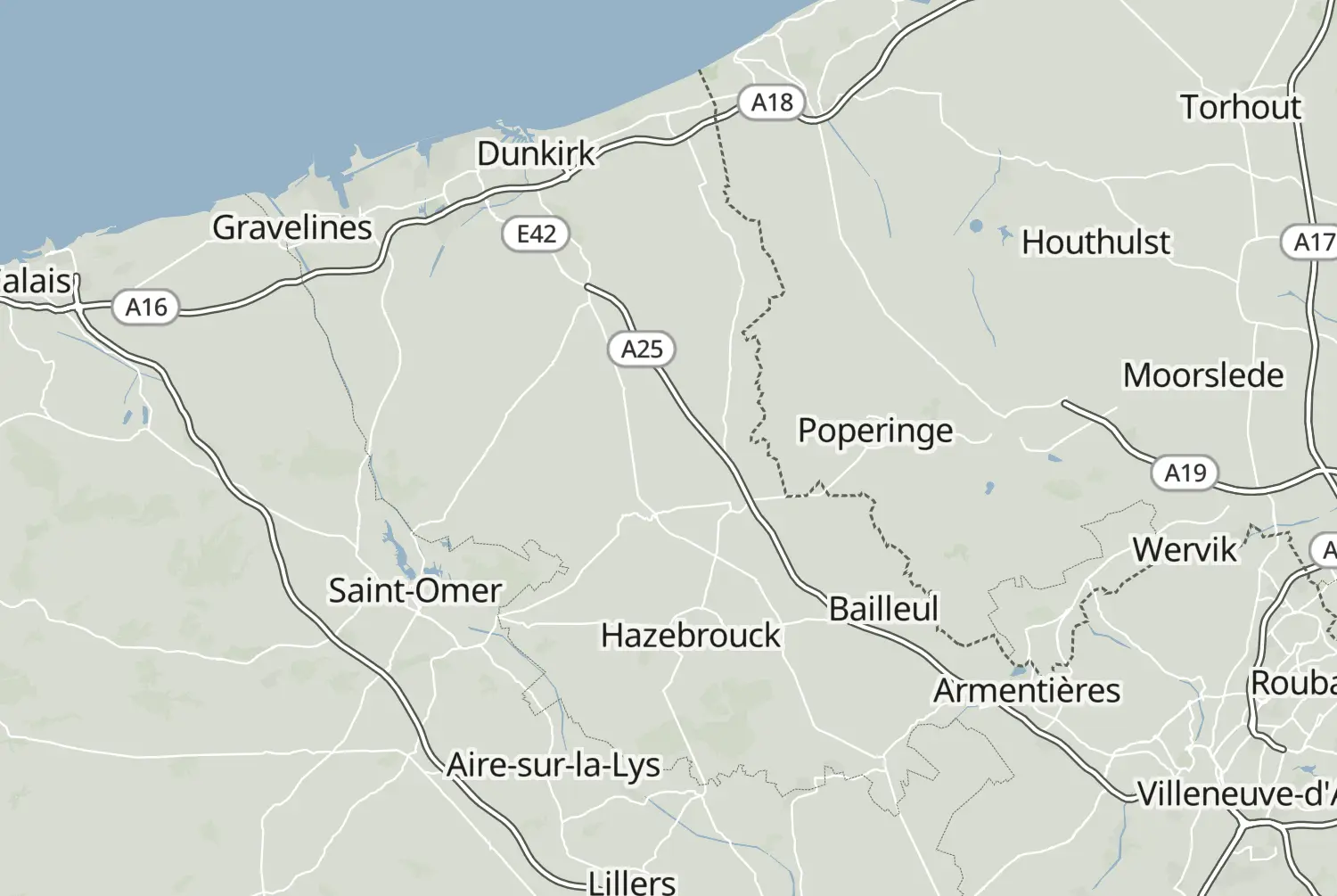 Route map: De Westhoek (Hopperoute) — West Flanders · Belgium