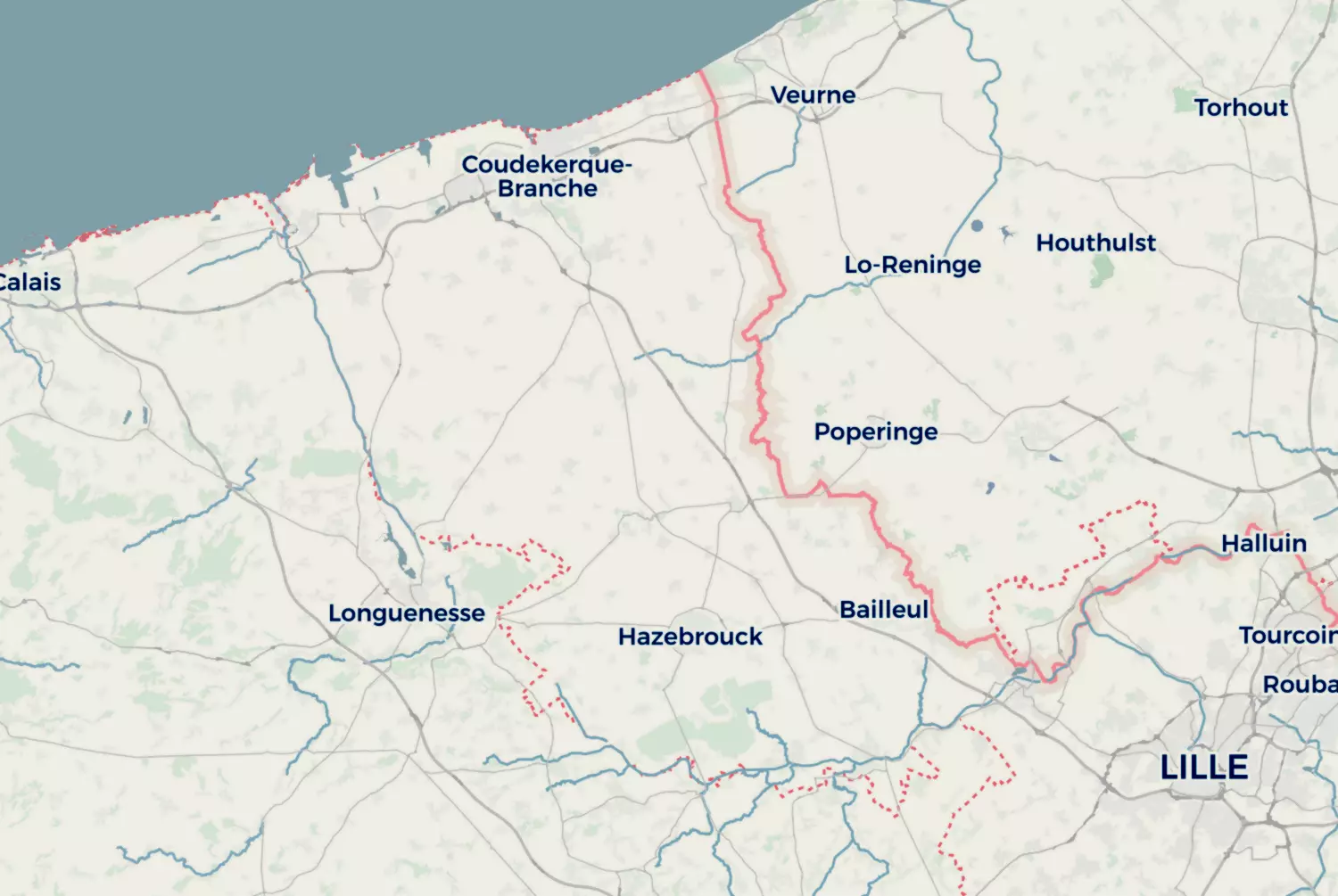 Route map: De Westhoek (Hopperoute) — West Flanders · Belgium