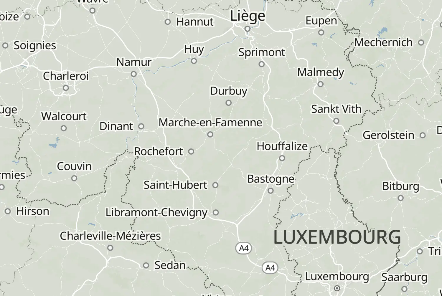 Route map: Luxemburg (2007) — Luxembourg · Belgium