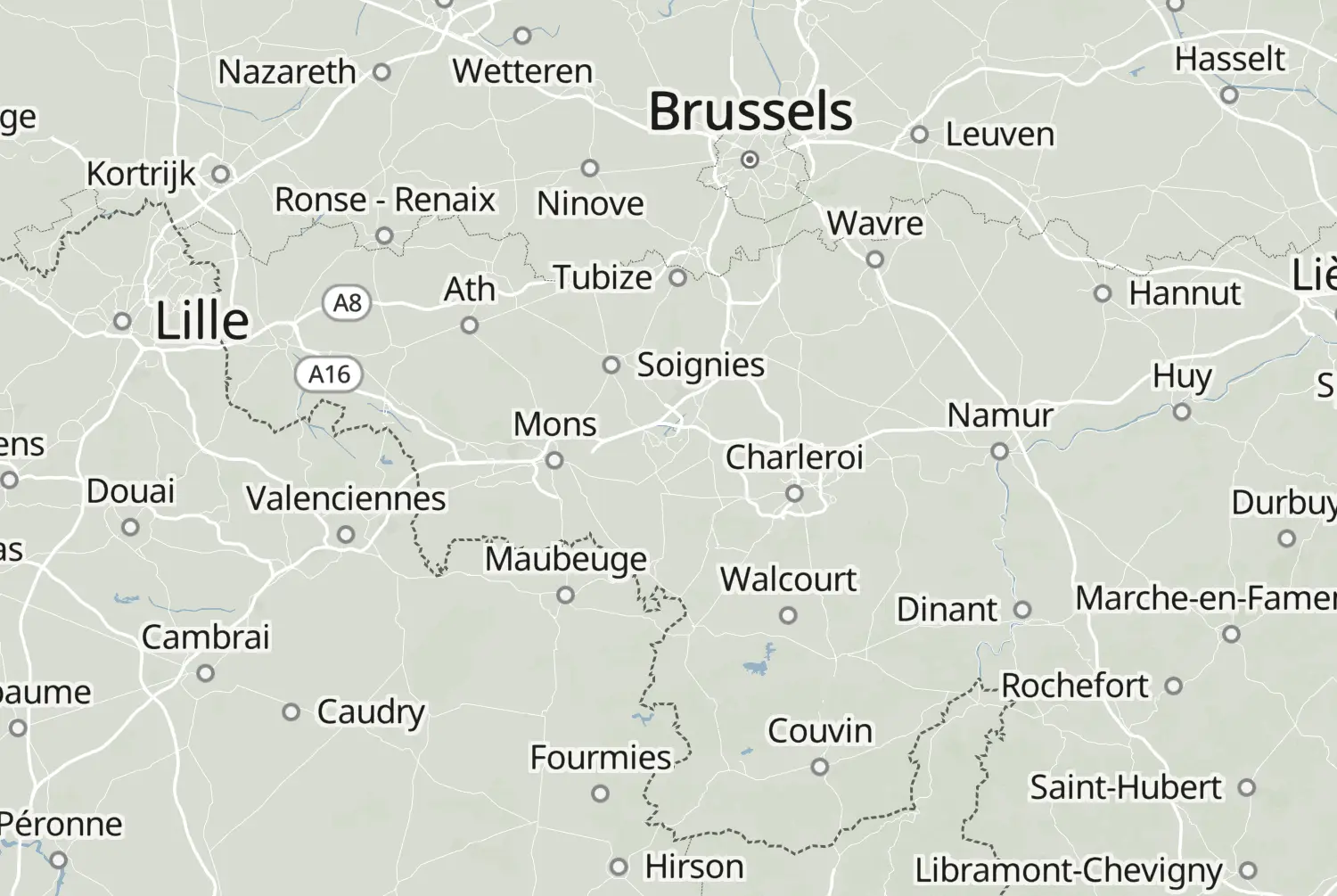 Route map: Henegouwen (2007) — Hainaut · Belgium