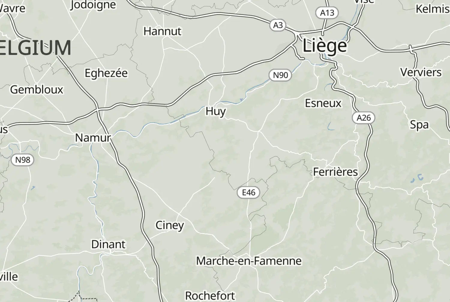 Route map: De Condroz (2008) — Liège · Belgium
