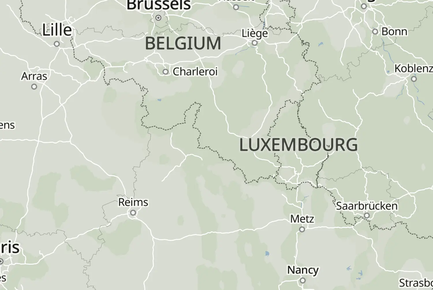 Route map: Verdun (Frankrijk) — Namur · Belgium