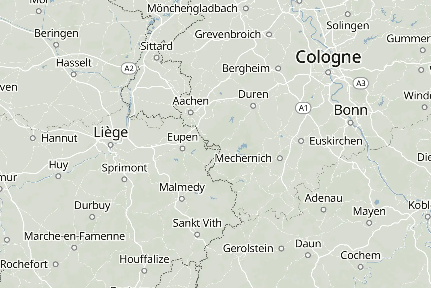 Route map: Nürburgring — Liège · Belgium