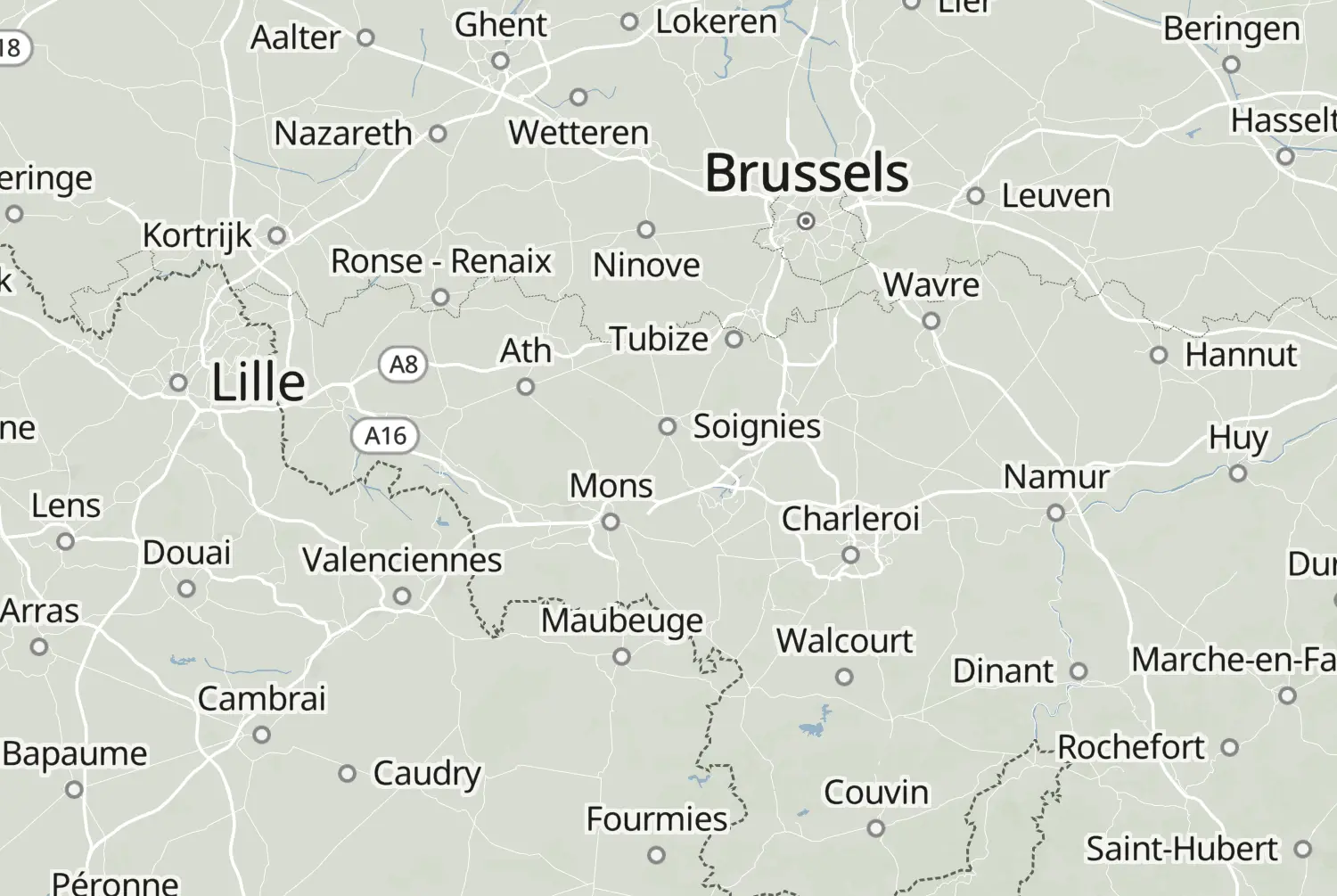 Route map: Henegouwen en Le Nord — Flemish Brabant · Belgium