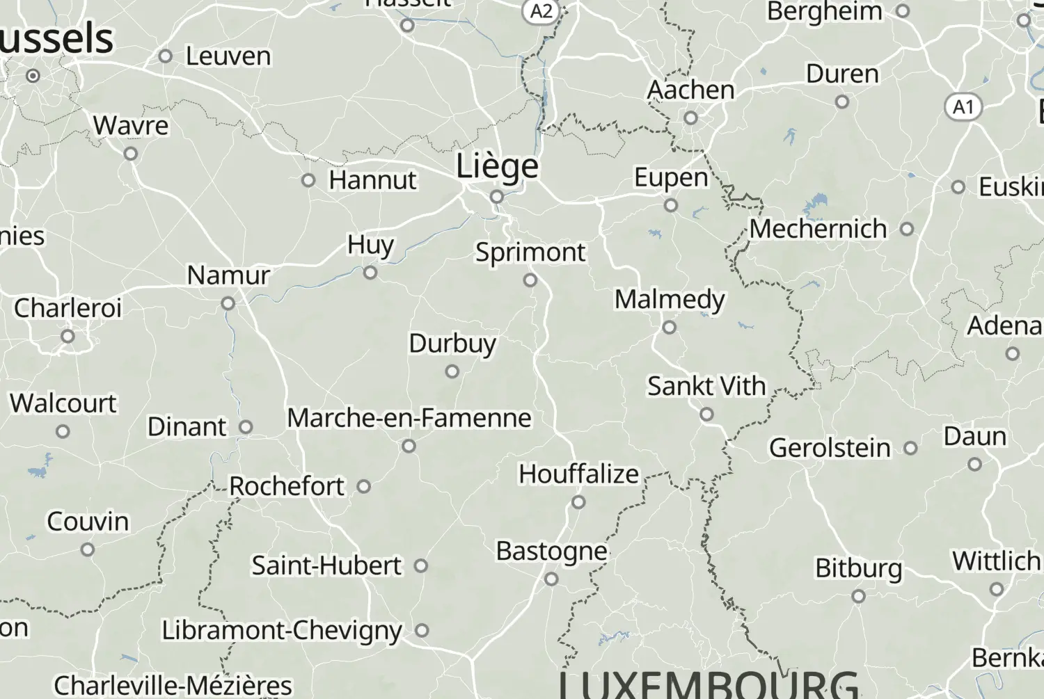 Route map: Ardennenoffensief — Liège · Belgium