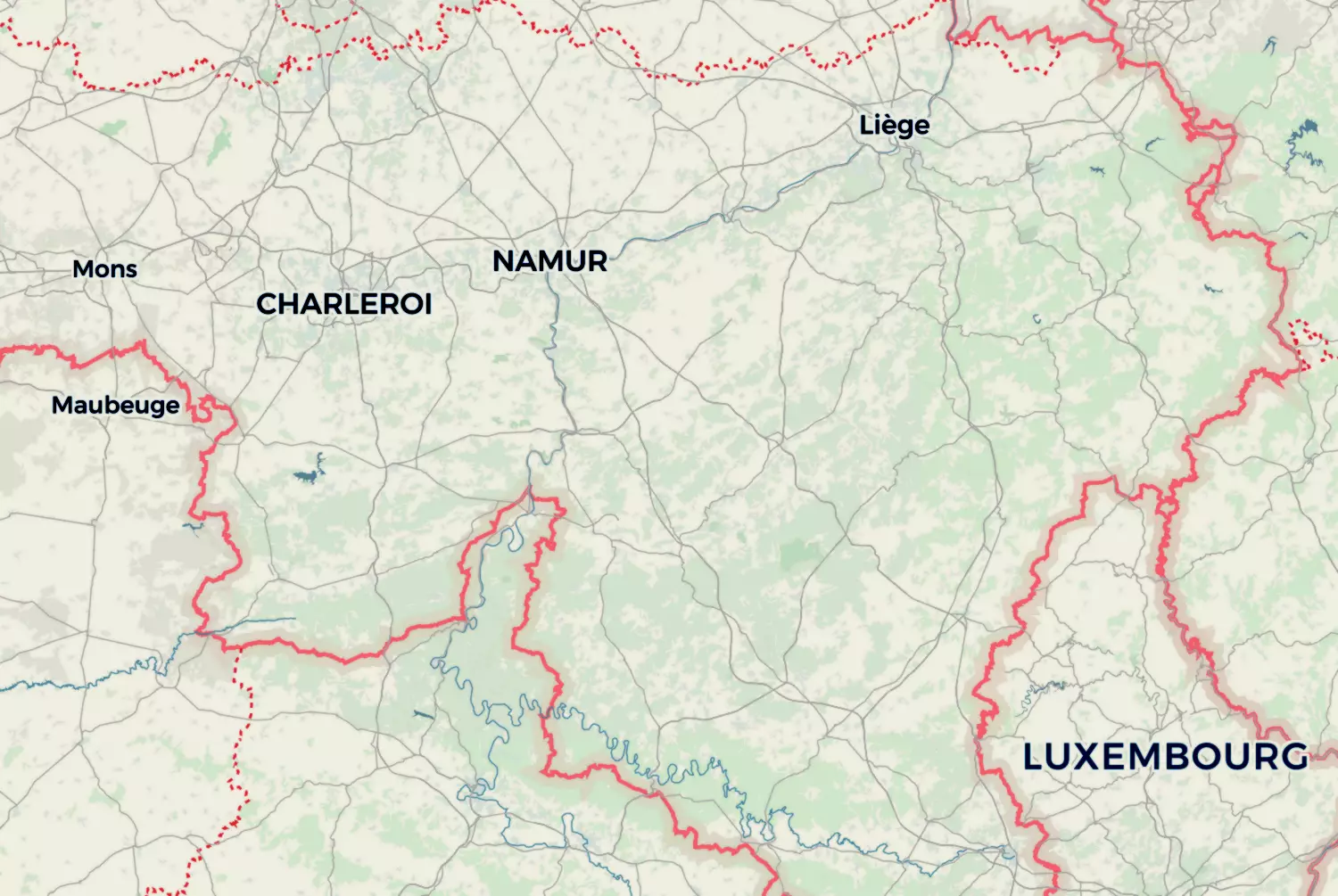 Route map: Het Land van de Valleien — Namur · Belgium