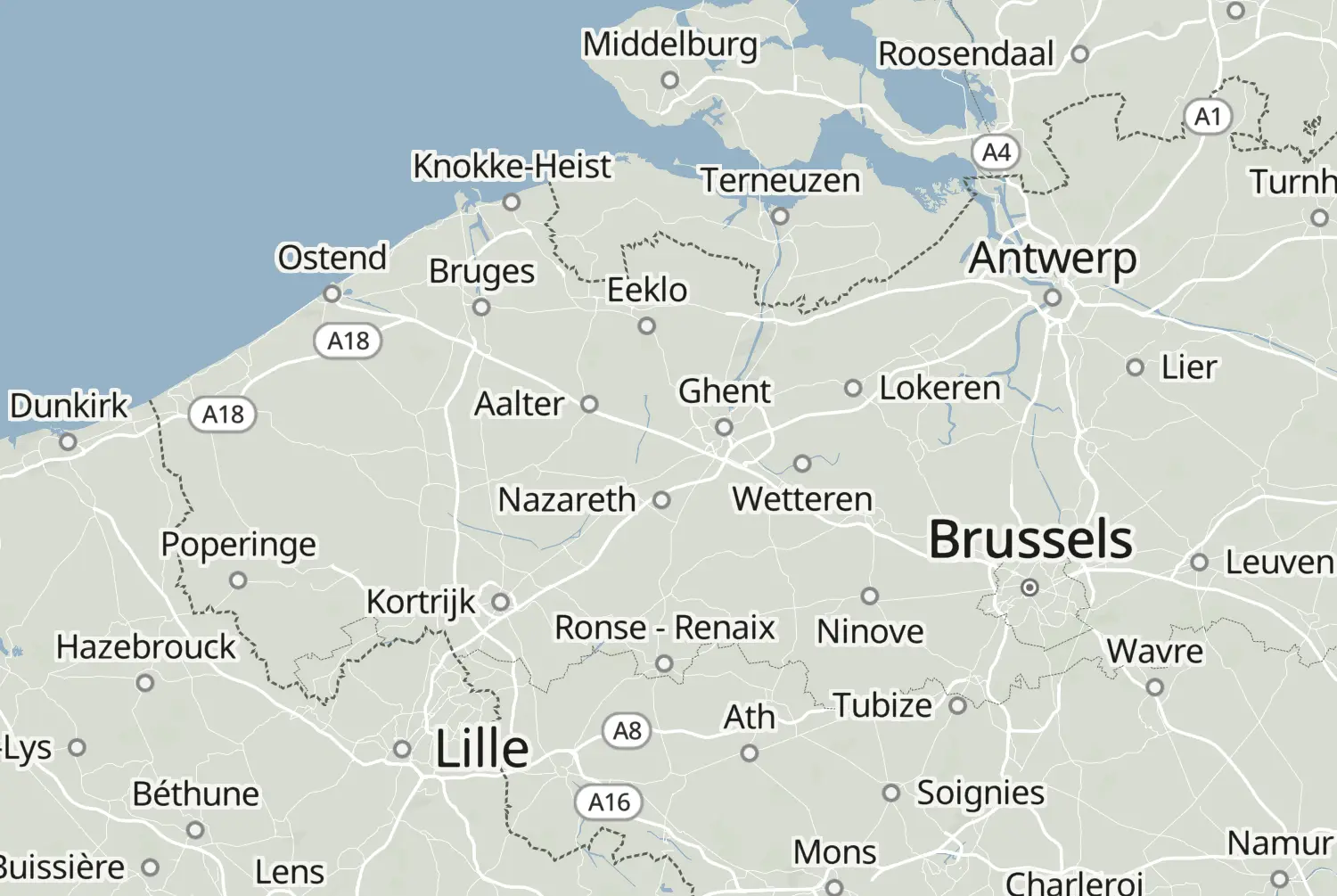 Route map: De Ronde van Vlaanderen 2011 — West Flanders · Belgium