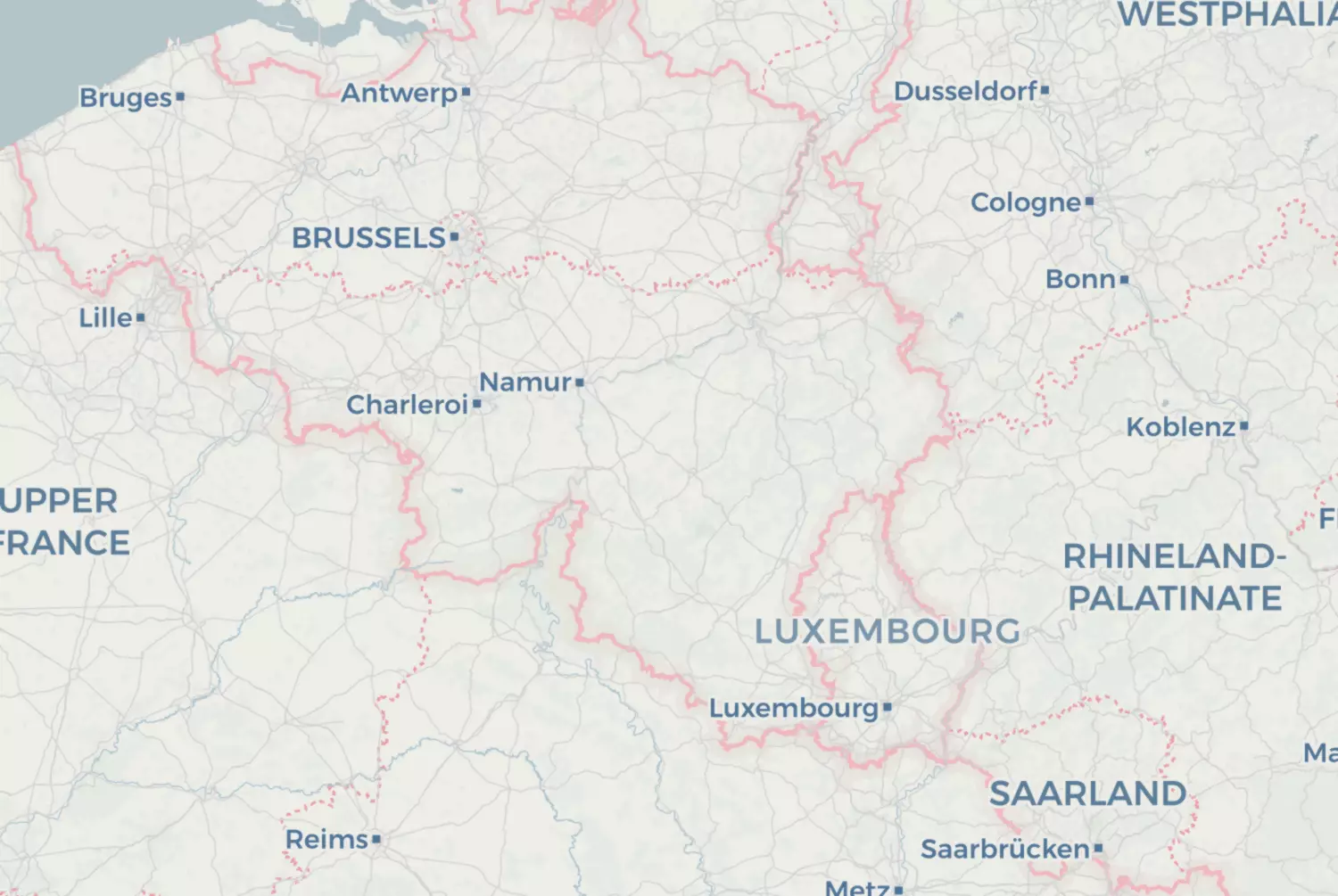Route map: Ardennen — Dag 2 — Luxembourg · Belgium