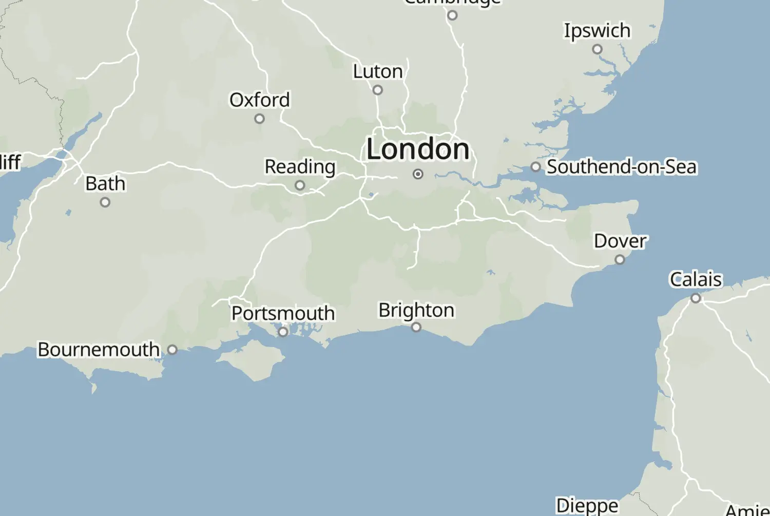 Route map: Zuid-Engeland (Engeland) — England · United Kingdom