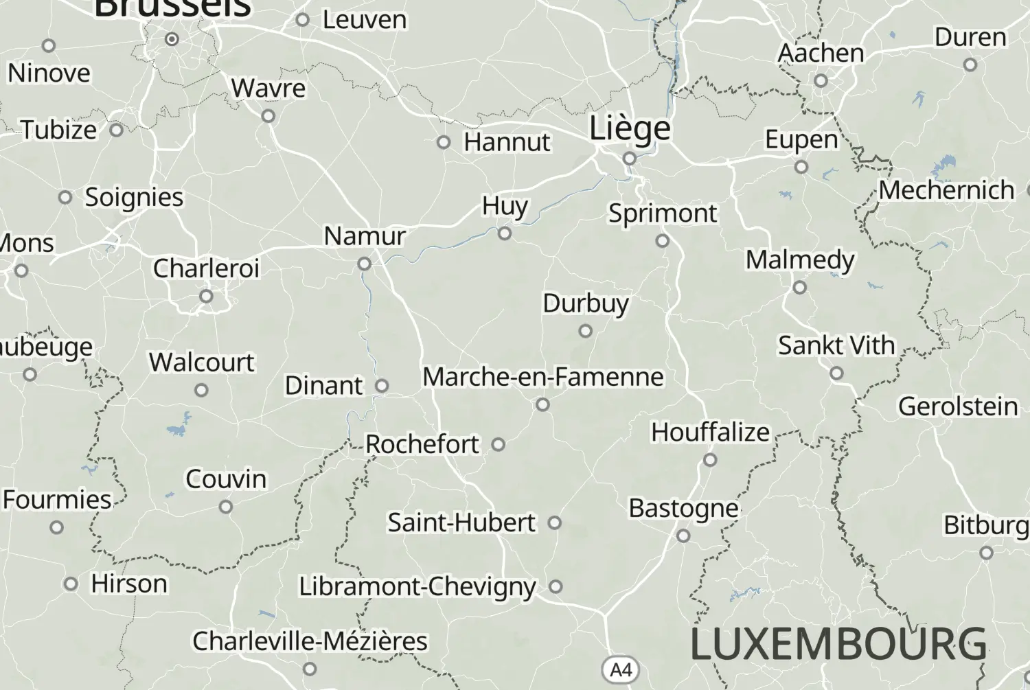 Route map: Ardennen — Liège · Belgium