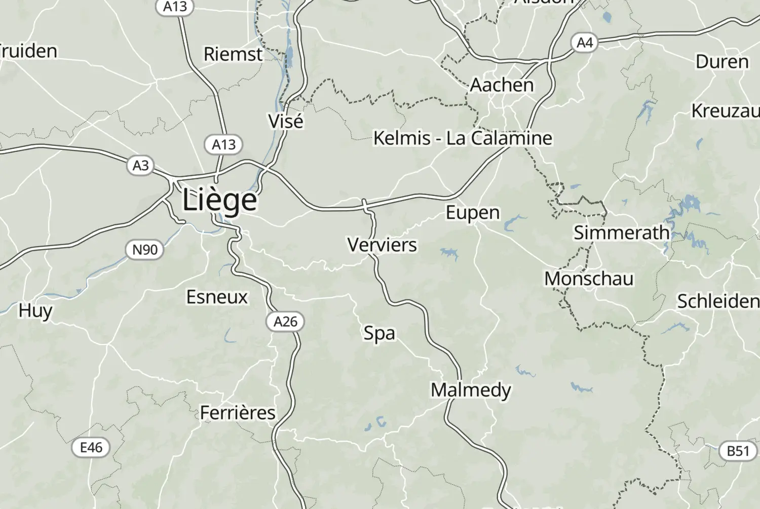 Route map: Luik (Bronnenroute) — Liège · Belgium